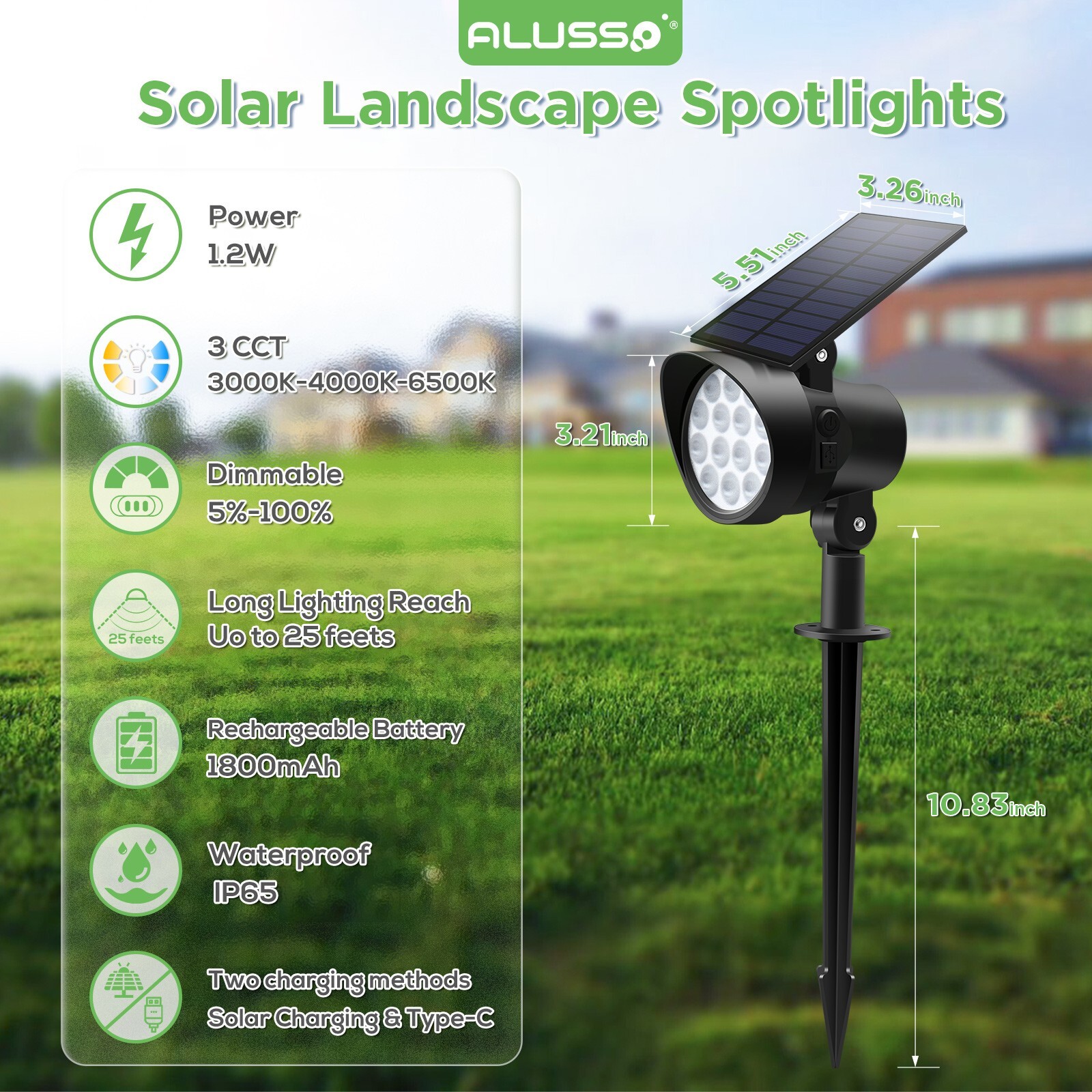2-8 Pack Solar Spotlights Landscape Lights Outdoor Garden Pathway Lamps IP65 gallery