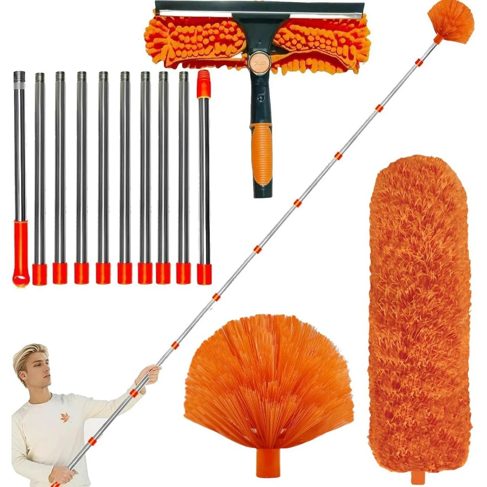 15Ft High Reach Extentable Dusting Kit Window Cleaning Ceiling Cobweb Microfiber