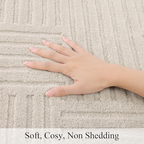 Soft Cozy Fluffy Arch Pattern High-Low Pile Textured Area Rug 5'3"x7'3" Non gallery