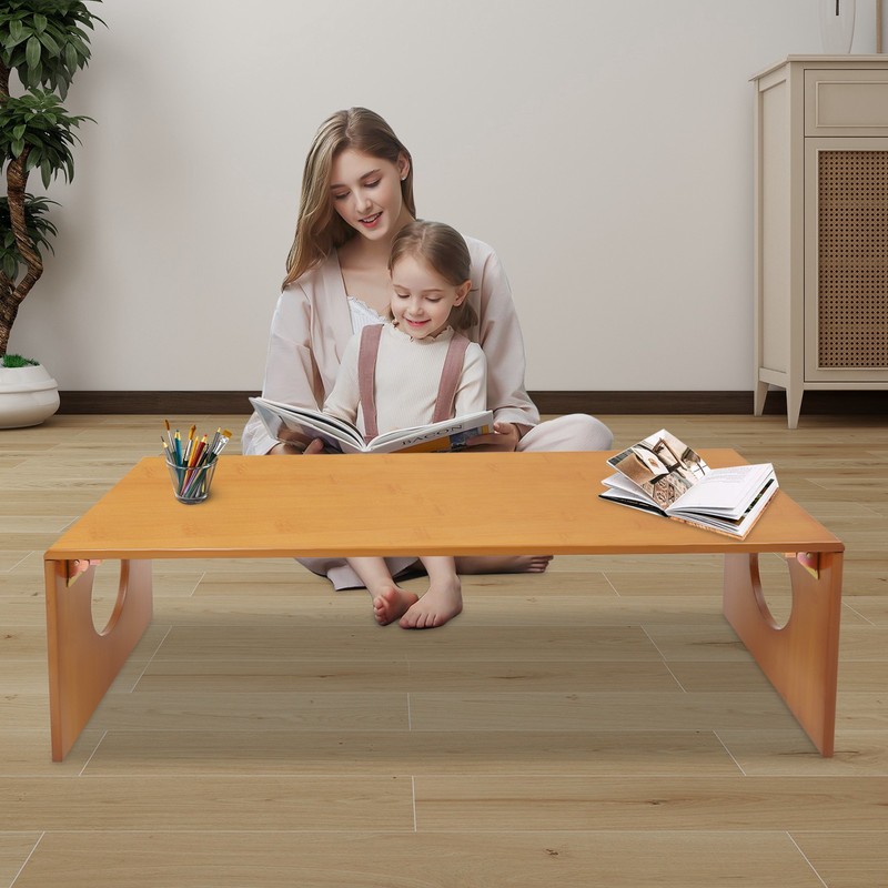 Folding Coffee Table Foldable Low Coffee Table Bamboo Floor Table Desk for Bed gallery
