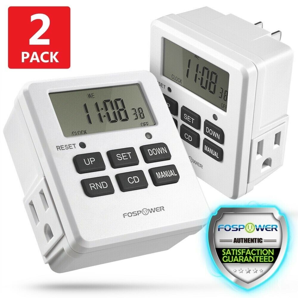 Digital Electric Programmable Dual Outlet Plug Kitchen Clock Timer Switch 7Day gallery