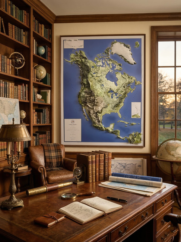 Real 3D raised relief map of North America - with touchable mountain peaks. gallery