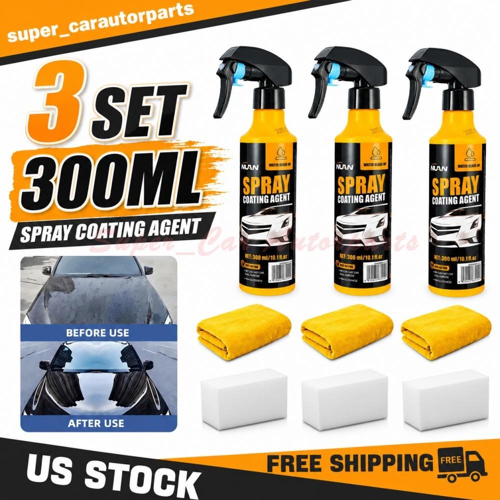 3Set 300ML Nuan Car Coating Spray |Protection Quick Car Wax Polish US gallery