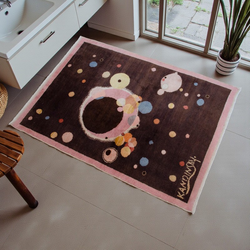 Kandinsky - Several Circles - Inspired Hand Knotted Area Rug Wall Rug 2′7″x3′8″ gallery