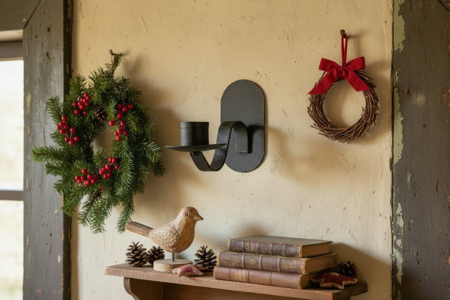 Primitive Farmhouse Small Iron Taper Wall Sconce gallery