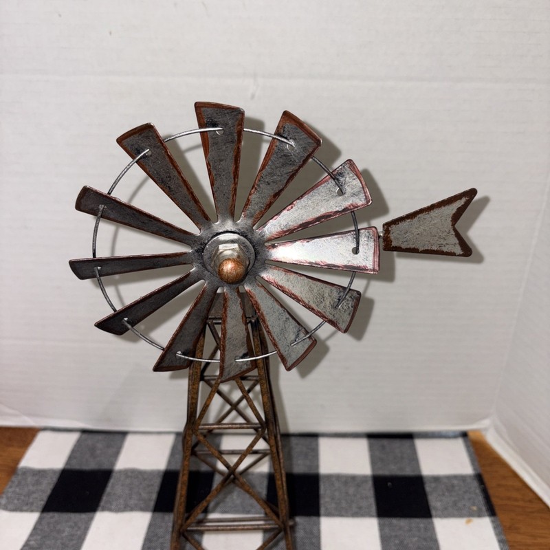 Amish Style Windmill 12" Rustic Country Primitive Tin Metal Garden Home Decor gallery