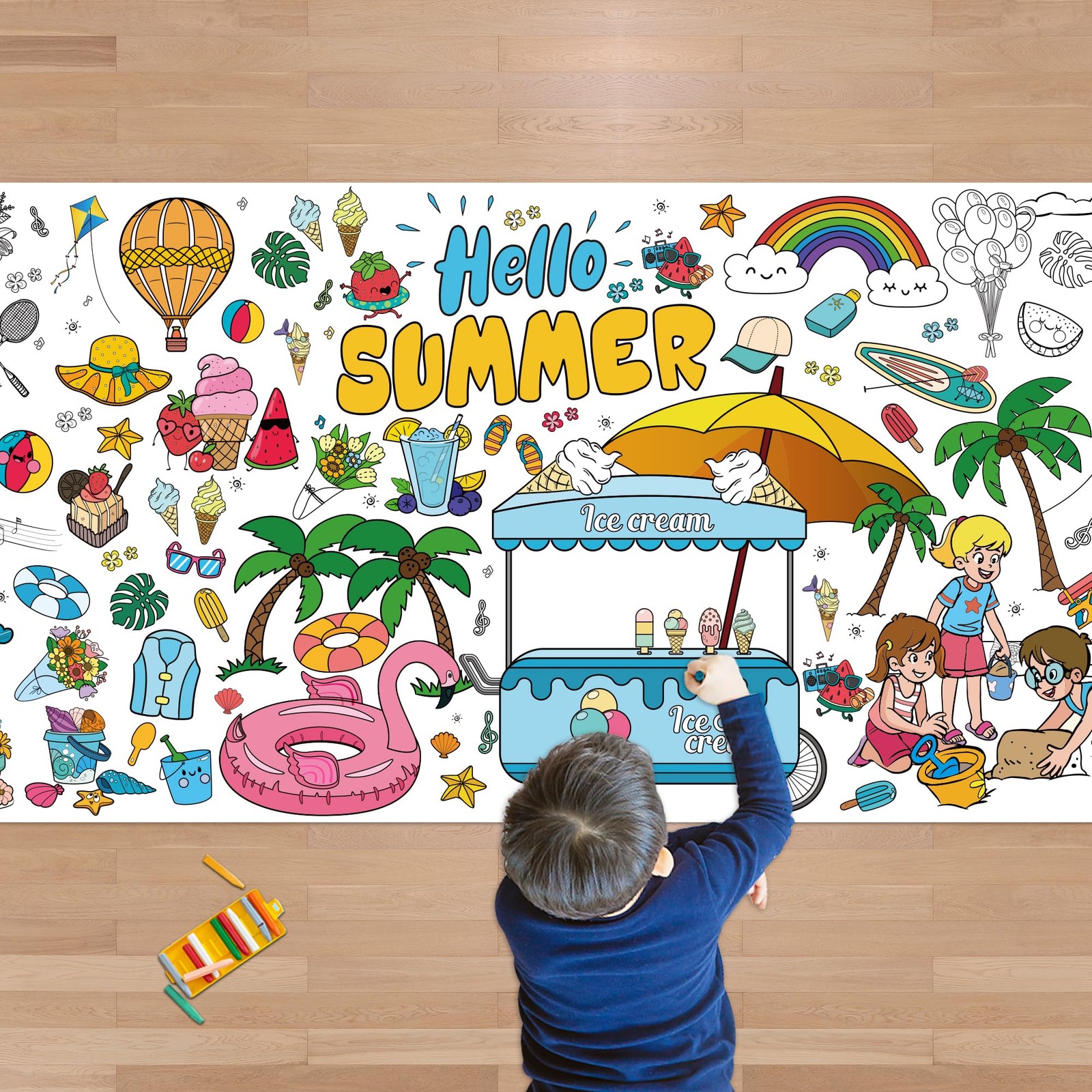 OHOME Summer Giant Coloring Poster/Tablecloth - 30X72 inch, turquoise gallery