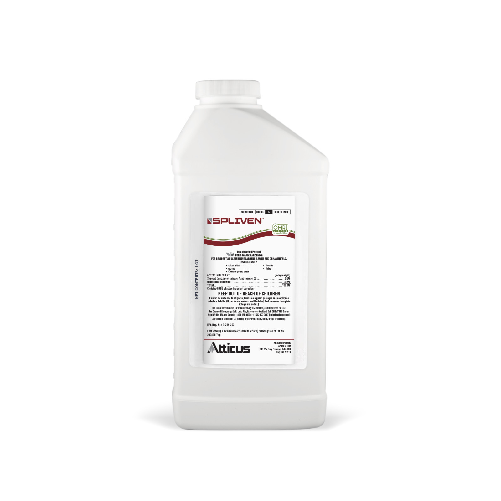 Spliven Insecticide for Organic Gardening (32 OZ) - 0.5% Spinosad Concentrate gallery