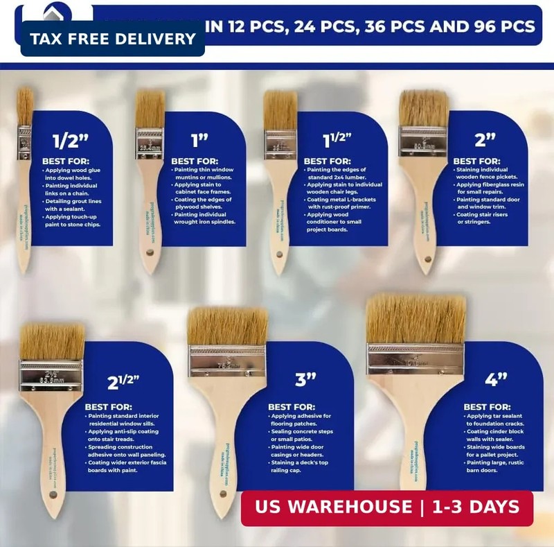 Pro Grade 1" Chip Brushes - Disposable Paint Brushes (12 Pack) DIY Pack for Touc gallery