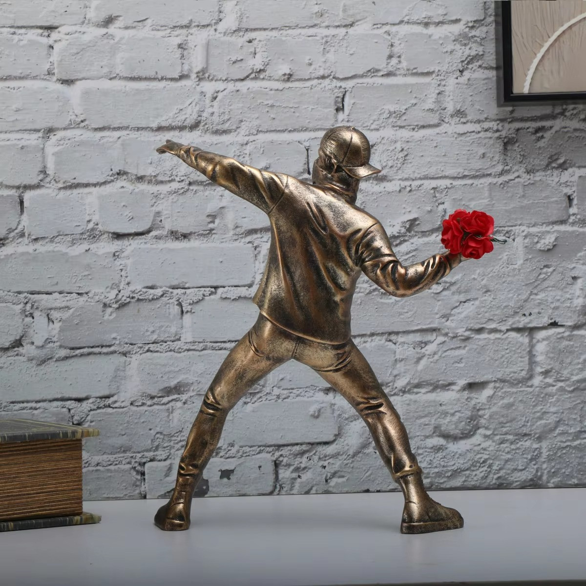 Banksy Flower Thrower Statue | Decor Figurine 21.5cm/8.46in gallery