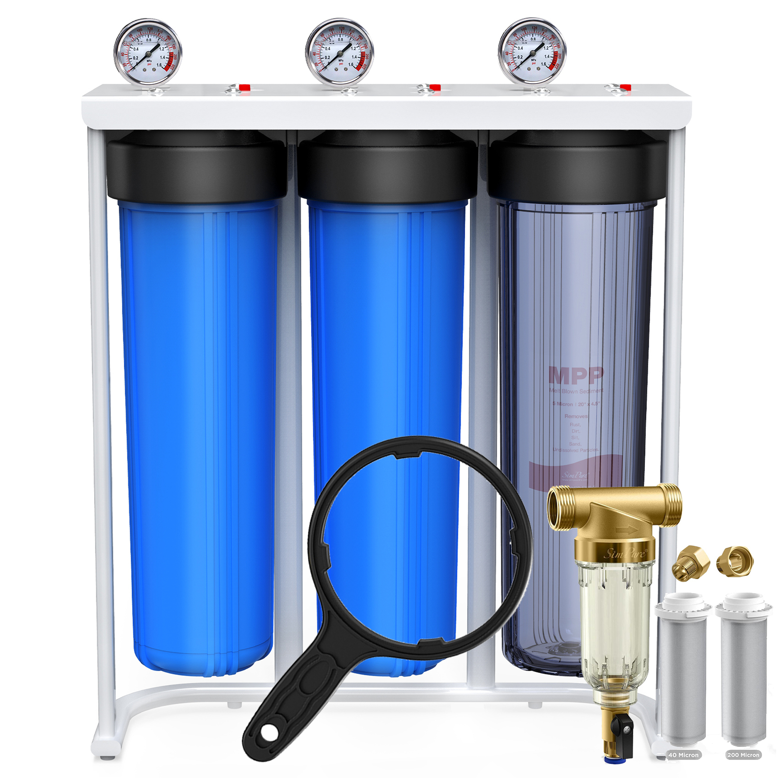 3Stage High Capacity Big Blue Spin Down Sediment Whole House Water Filter System gallery