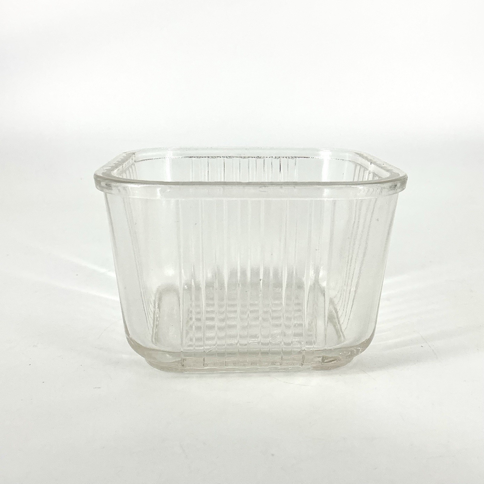Federal Glass Refrigerator Dish Bottom Only Ribbed Square Vintage 4.25” 002 gallery