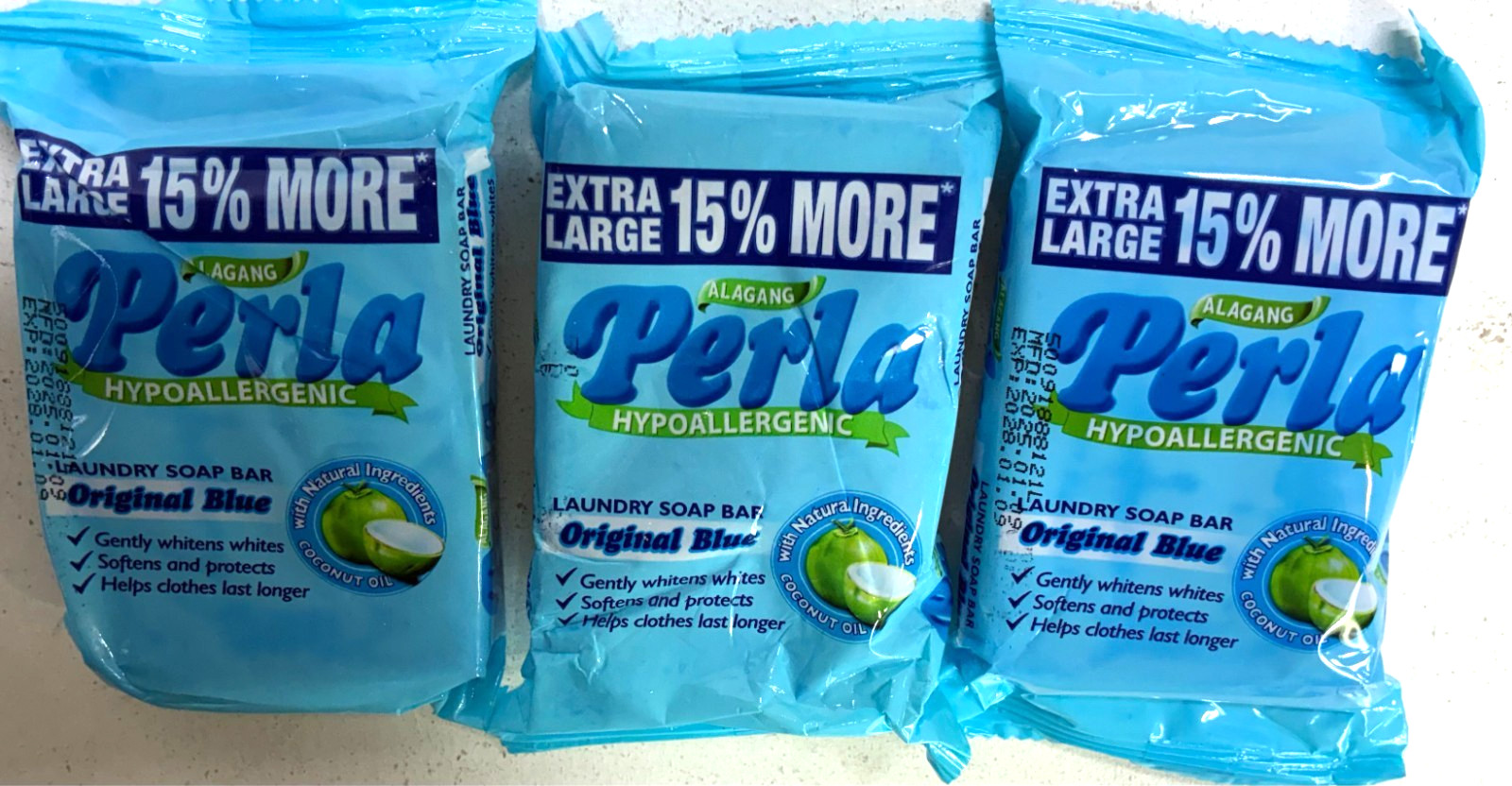 Perla Hypoallergenic Laundry Detergent Bar Soap Coconut Oil 110g X3 New Sealed gallery