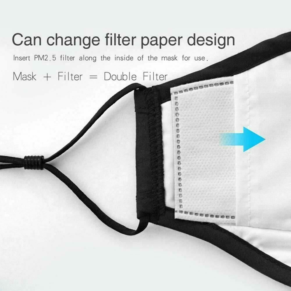 Reusable Washable Cotton Cloth Face Mask with Valve / Pocket + 2 PM2.5 Filters gallery