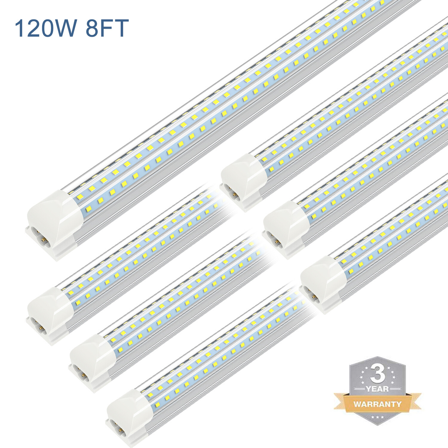 120W T8 8FT LED Tube Light Bulbs D-Shaped Shop Light Fixture 6500K Super Bright gallery