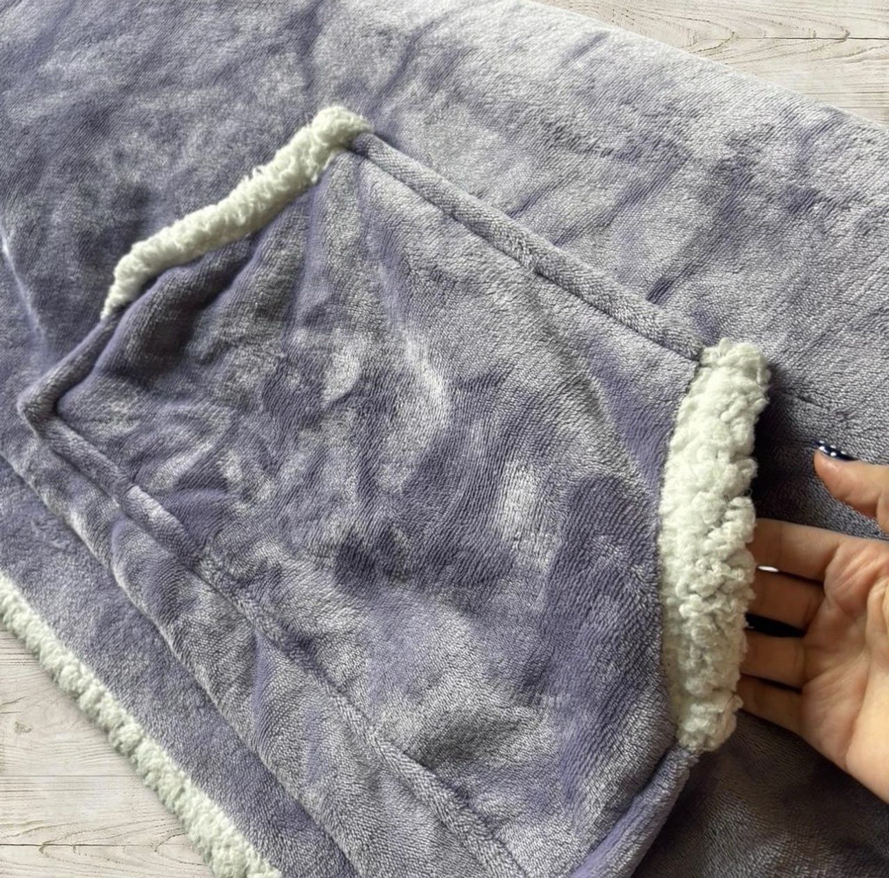 Purple White Solid Color Sherpa Fleece Rectangular Throw Blanket No Closure gallery