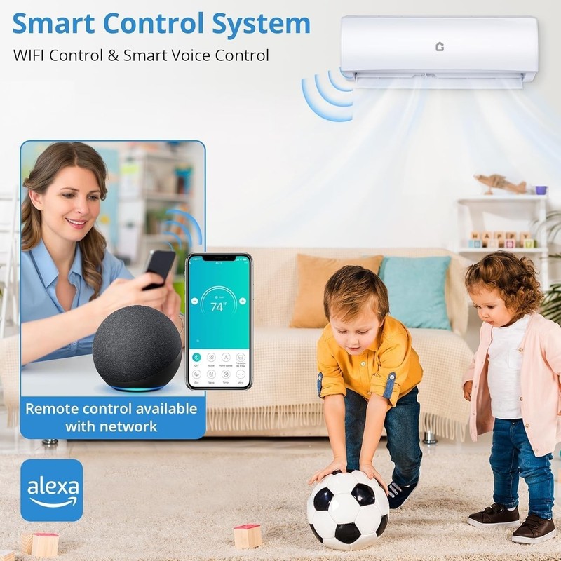 Garvee 18000 BTU Mini Split AC/Heating System, 21 SEER2 208/230V WIFI Enabled En gallery