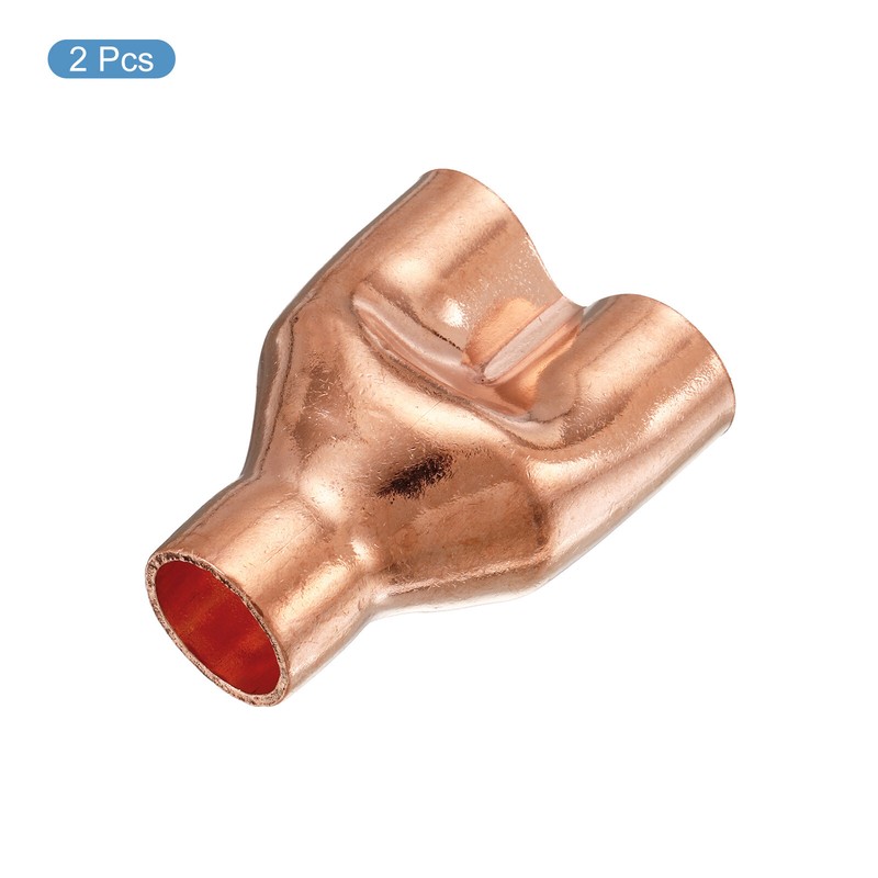 2 x Tee Y Type Copper Fitting Welding Joint Split Union Intersection 3/4 Inch ID gallery