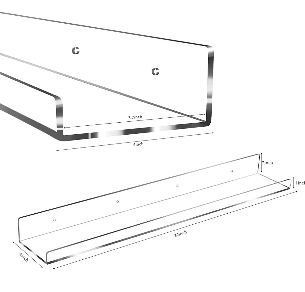 24 Inch Clear Floating Shelves 4 Pack Acrylic Shelves Invisible Floating Wall gallery