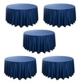 Navy Blue Round Polyester Tablecloth 120" 190gsm - 5-Pack by Chivari gallery