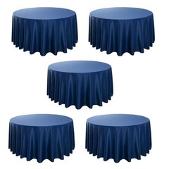 Navy Blue Round Polyester Tablecloth 120″ 190gsm – 5-Pack by Chivari