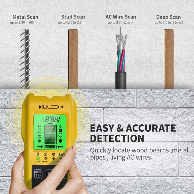 7 In 1 Stud Finder，Multi-Function Wall Stud Sensor Detector LCD Moisture Meter gallery