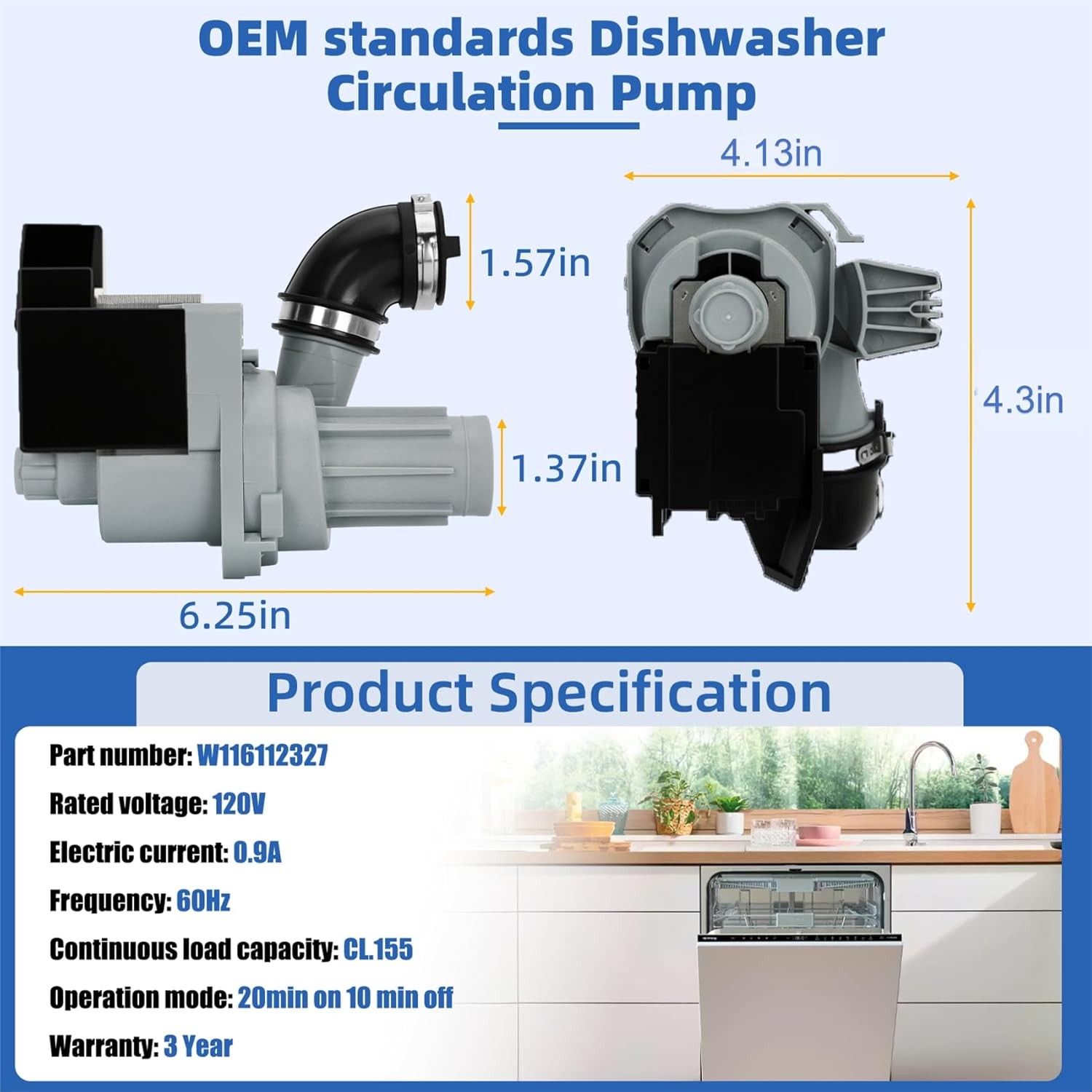 Dishwasher Circulation Pump For Whirlpool WDT730PAHZ0 WDT730PAHW0 WDP730HAMZ0 gallery