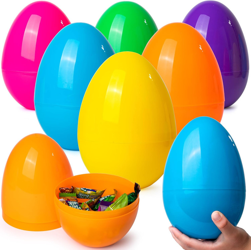 12pcs 7in Jumbo Plastic Easter Eggs Bright Solid Colors Basket Stuffers Toy Gift gallery