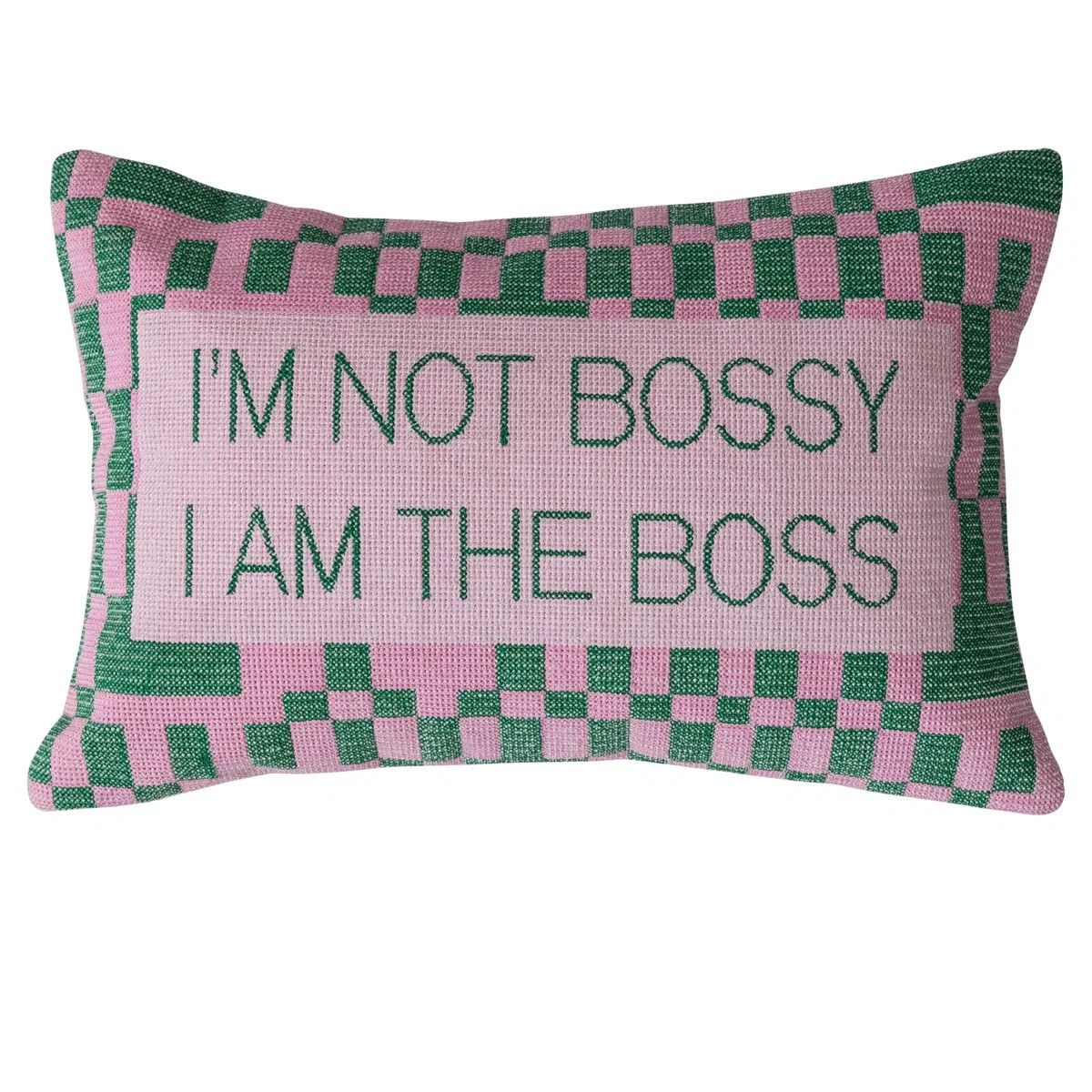 Creative Co-Op Cotton Velvet Lumbar Pillow Womens I'm Not Bossy I am The Boss gallery