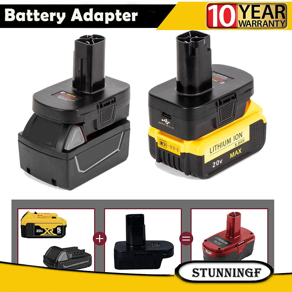 Battery Adapter For DEWALT For Milwaukee To For Craftsman 19.2V Tools USB Port gallery