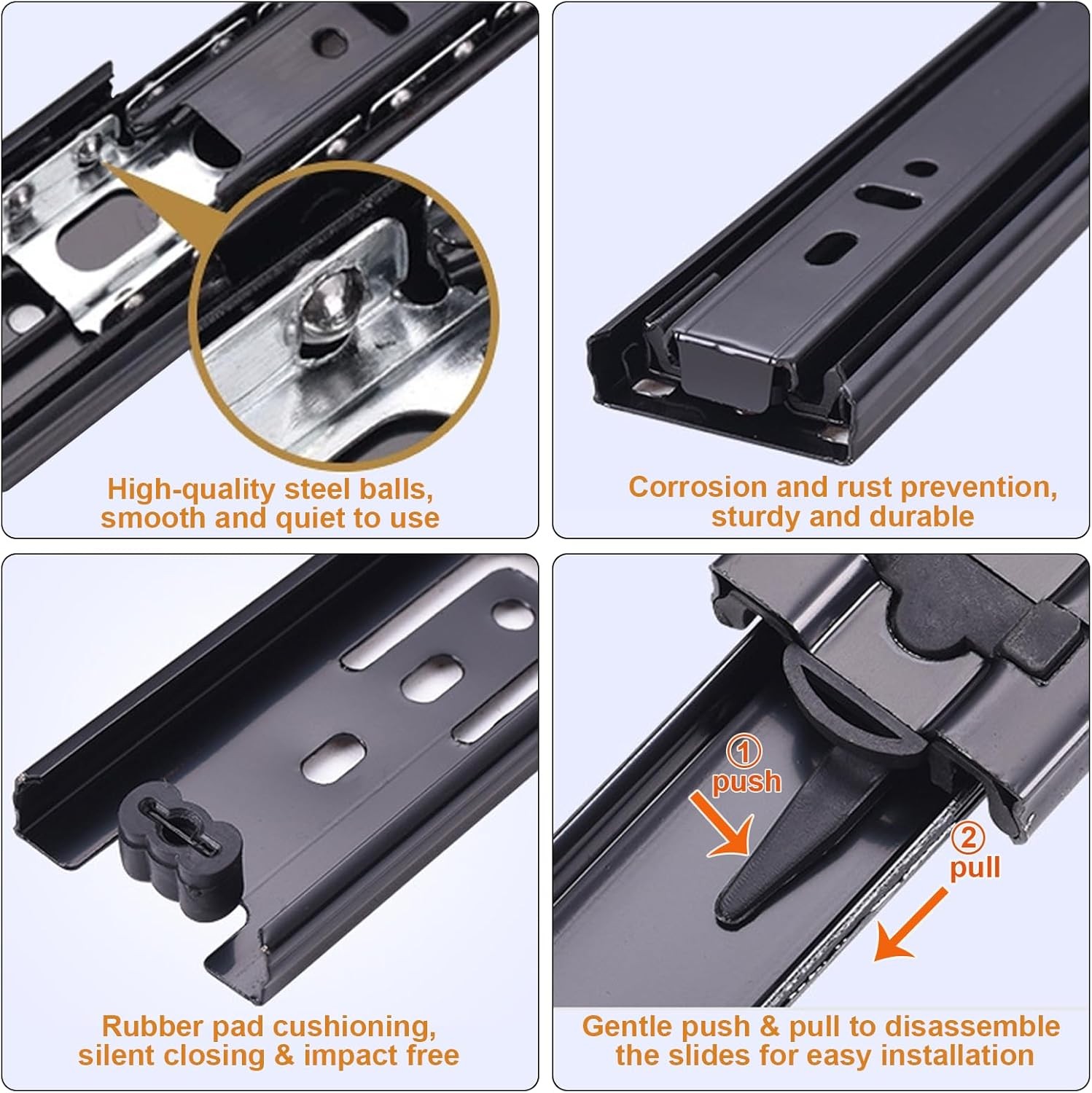 11in Soft Close Drawer Slide Full Extension Ball Bearing gallery