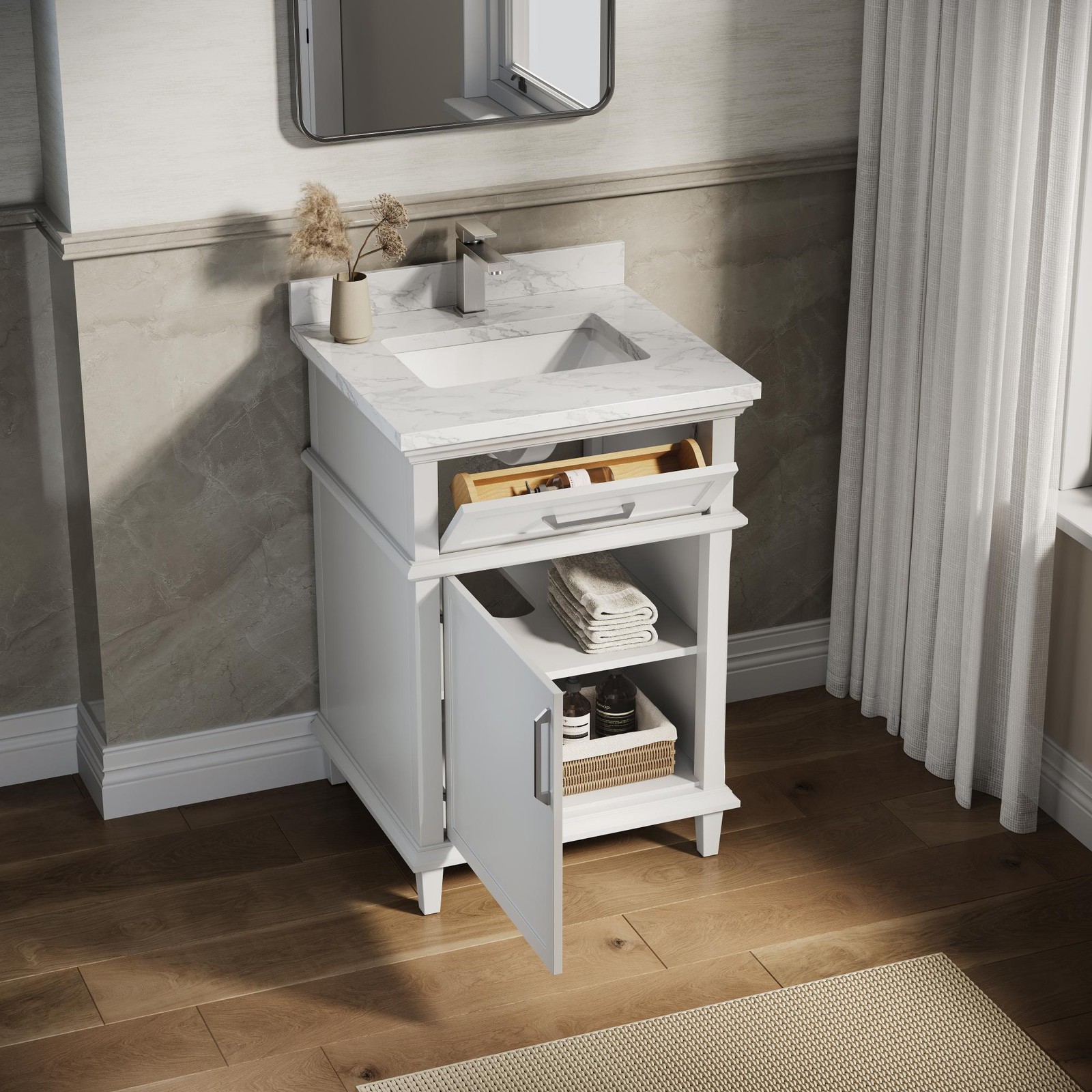 HOROW 24 Inch Bathroom Vanity with Sink, Free Standing Single Basin Vanity Set gallery