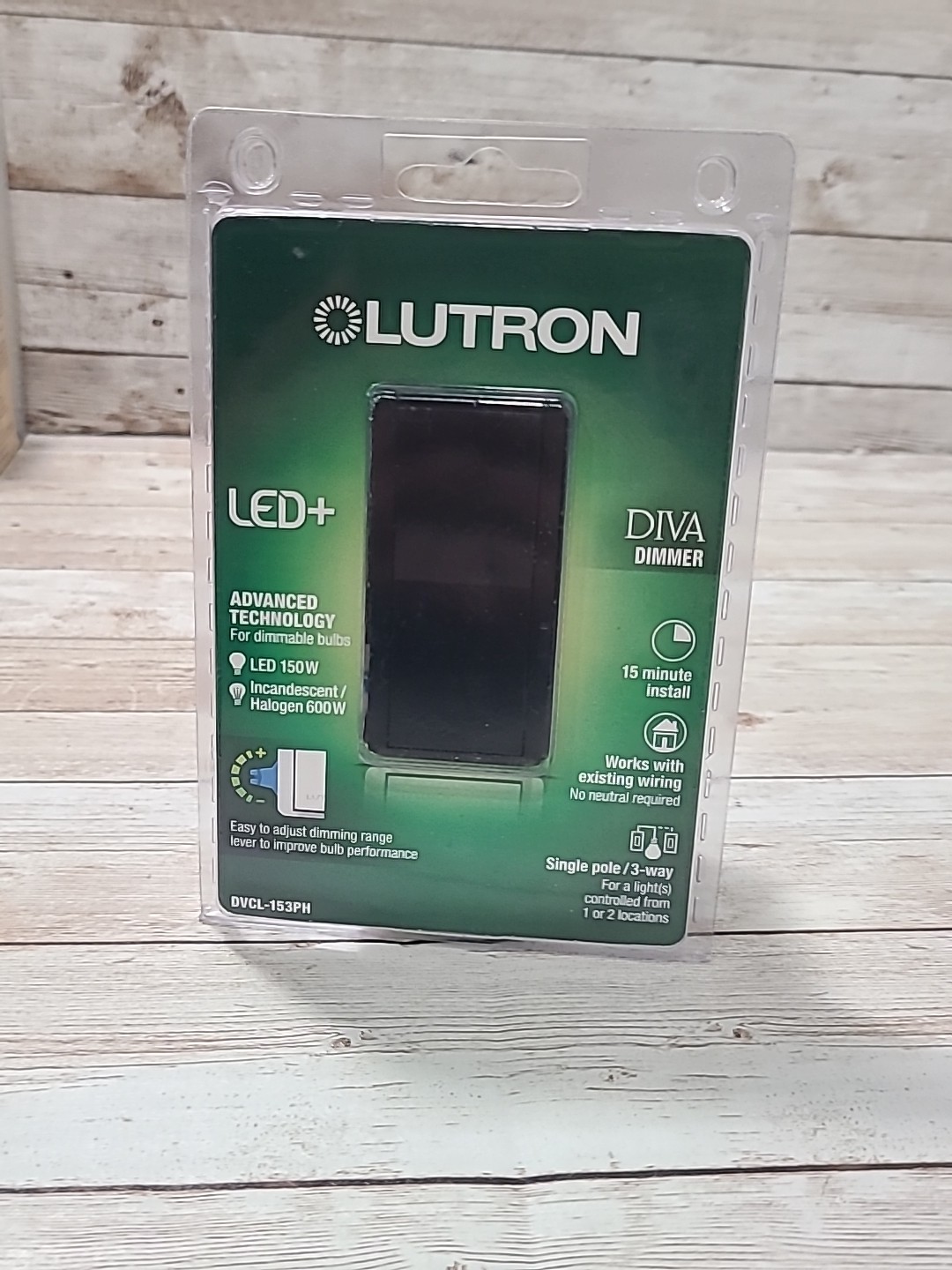 Lutron Diva LED+ Dimmer Switch DVCL-153PH-BL Single-Pole/3 Way - Black gallery
