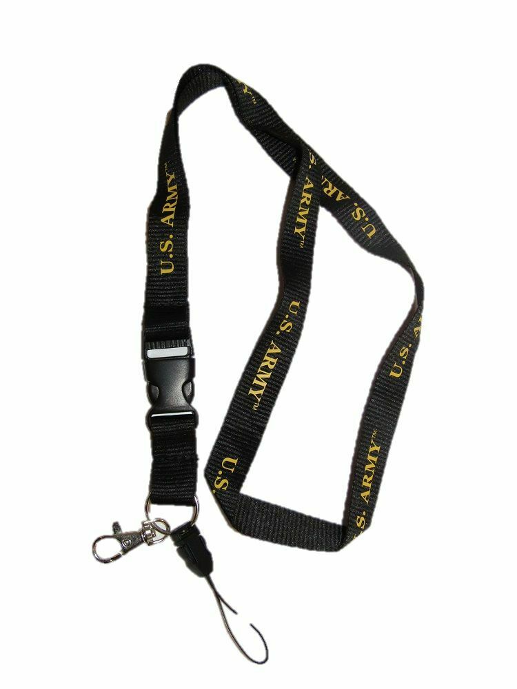 32" United States Army Black/Gold Printed Lanyard With Detachable Key Ring/Clip gallery