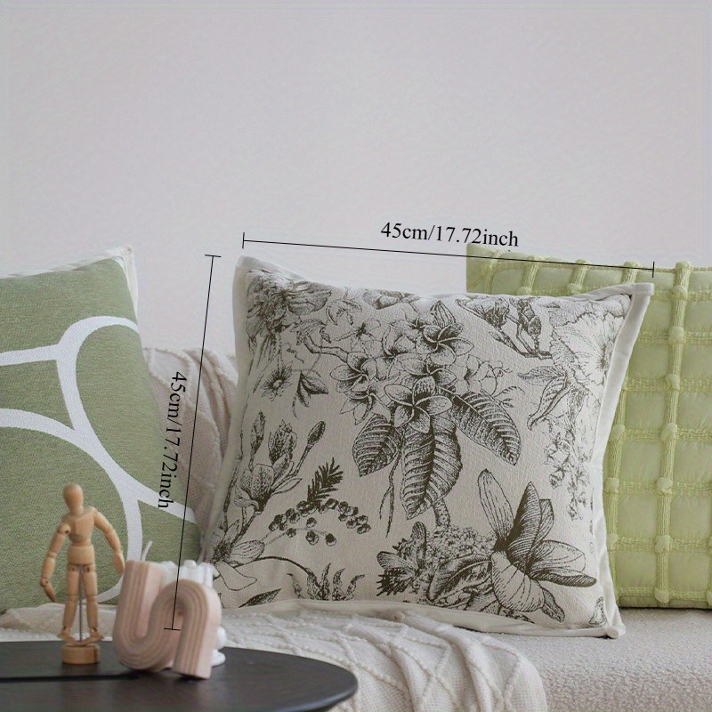 Vintage Olive Botanical Chevron Piped Edge Cushion Cover French Farmhouse Sofa gallery