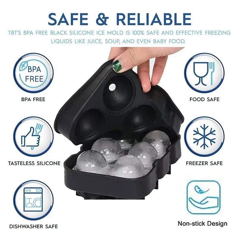 Silicone 3D-Ball ICE Cube Tray Maker Round Ball Sphere Mold Whiskey Cocktails US gallery