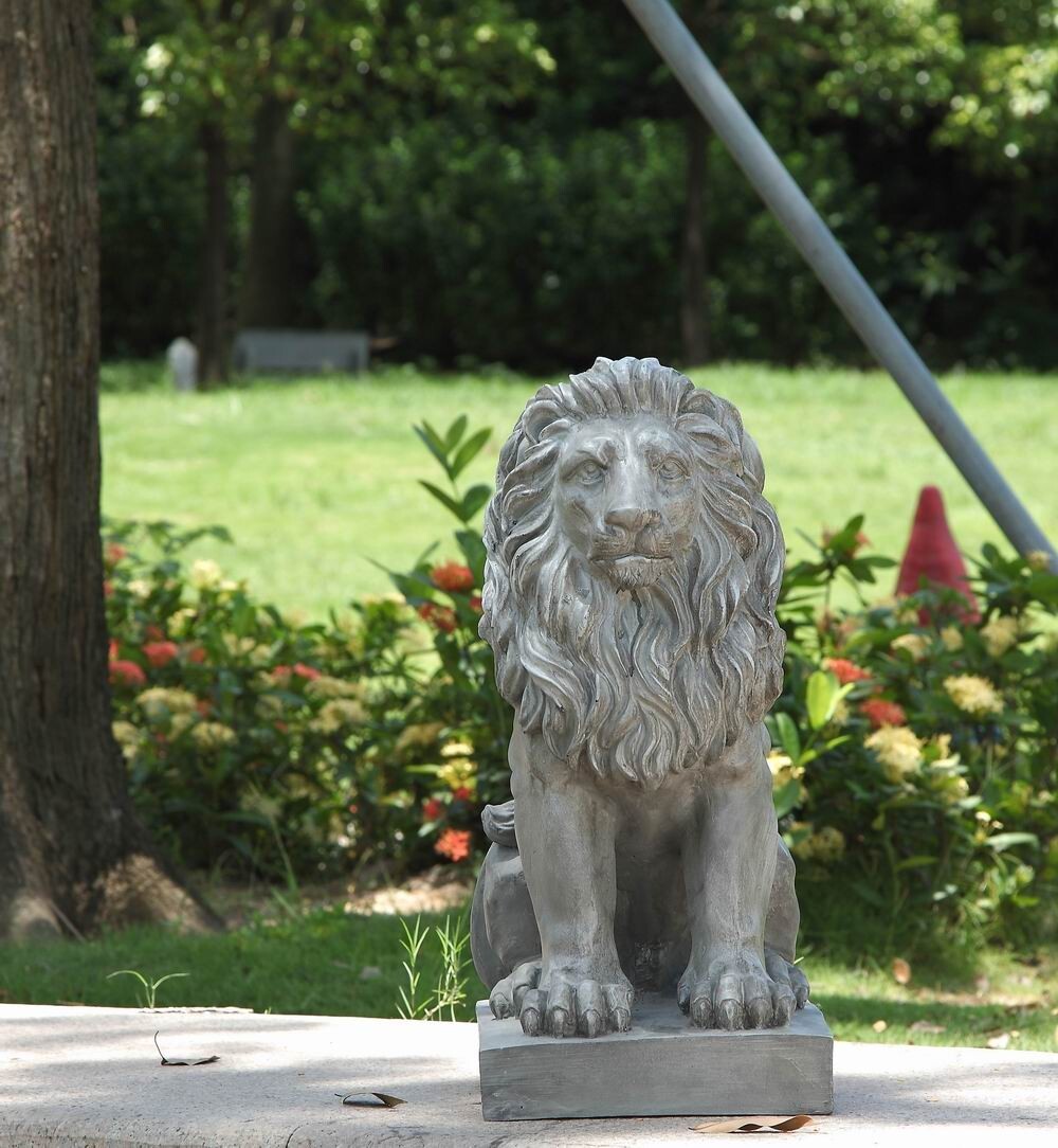 22" H Sitting Lion Garden Statue For Backyard Display Entryway Sculpture gallery