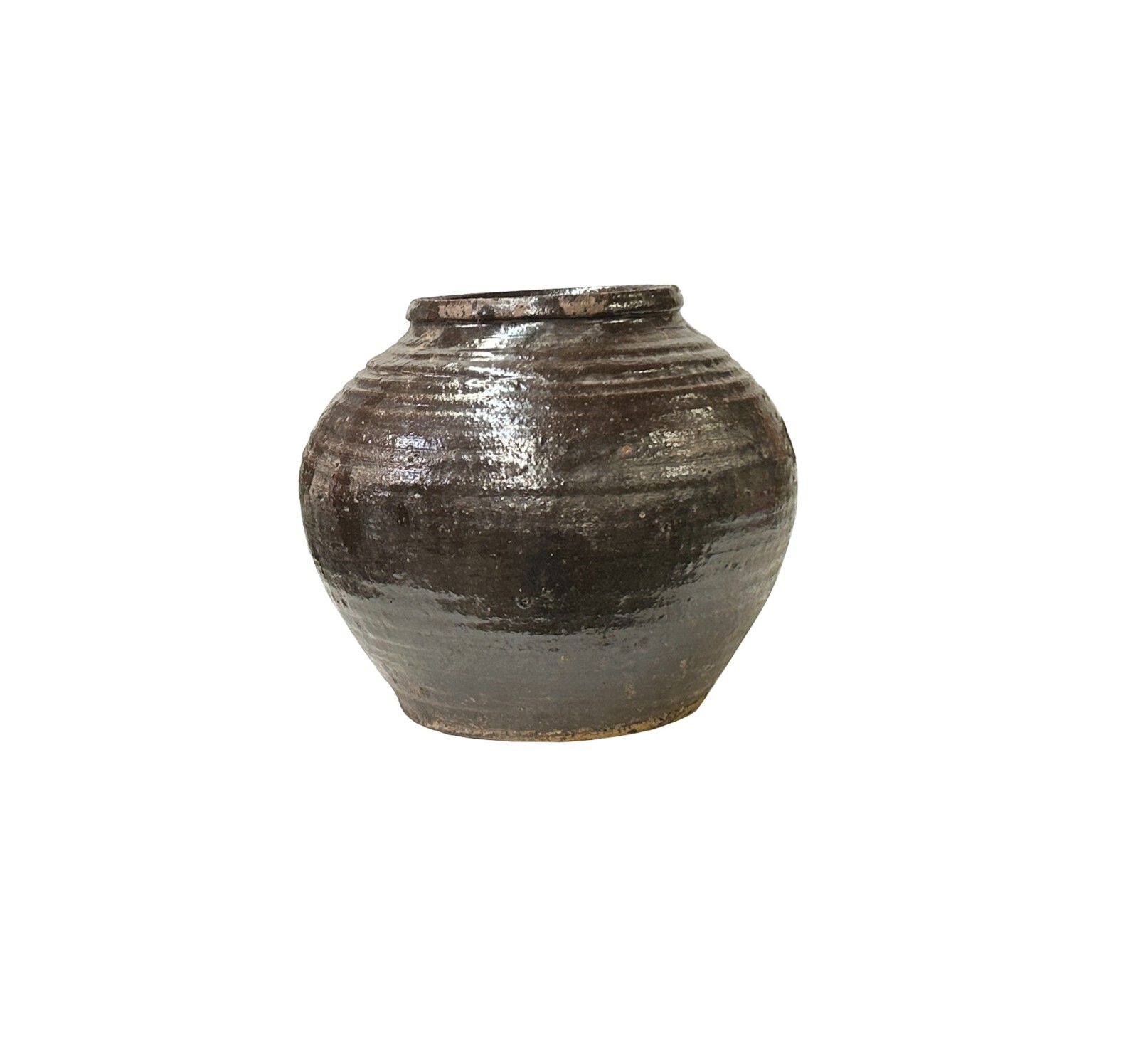Vintage Earthy Rustic Brown Black Village Rural Pottery Ceramic Pot Vase JK236 gallery