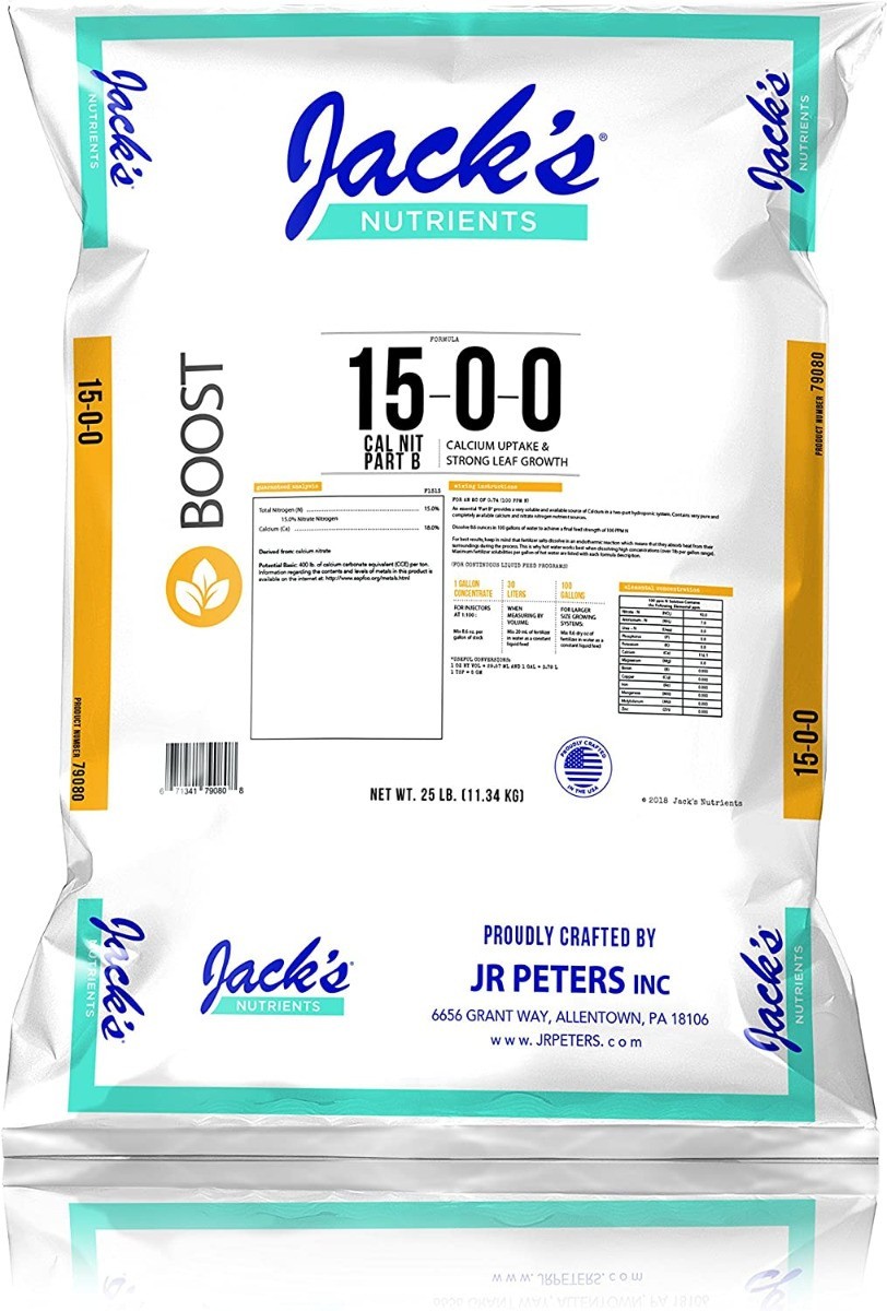 JACKS NUTRIENTS Part B 15-0-0 BOOST Cal Nitrate 25LB BAG gallery