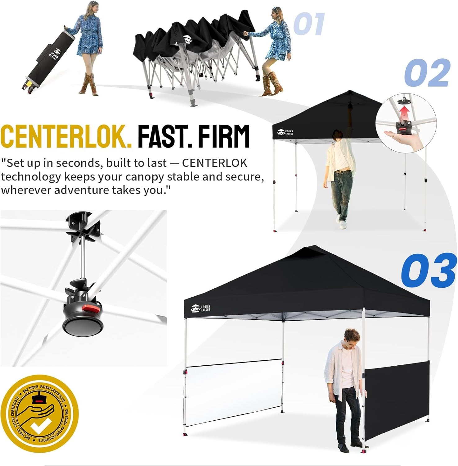 Instant Canopy – 10x10 Pop up Tent with 150D Silver Coated Fabric, US gallery