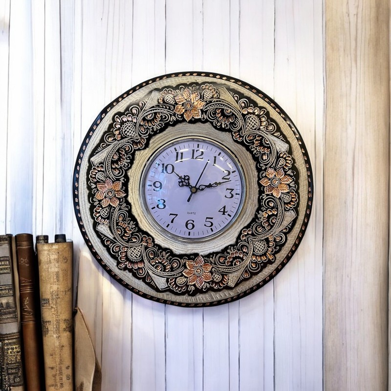 Copper Wall Clock, Wall Art Decor, Handmade Copper Wall Hanging Clock 30cm 12in gallery