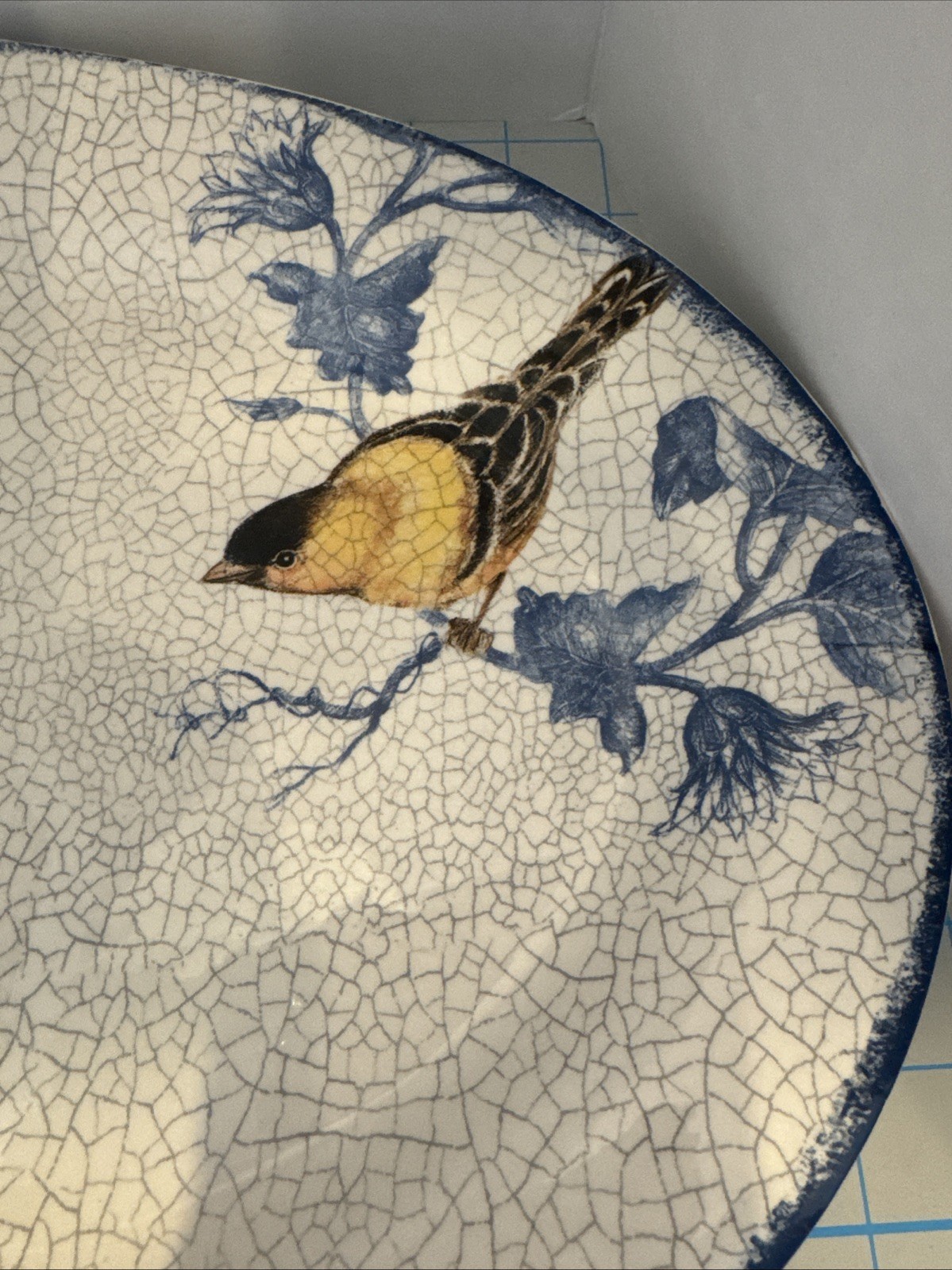 Cracker Barrel Susan Winget Stoneware Blue Song Bird Platter 16" gallery