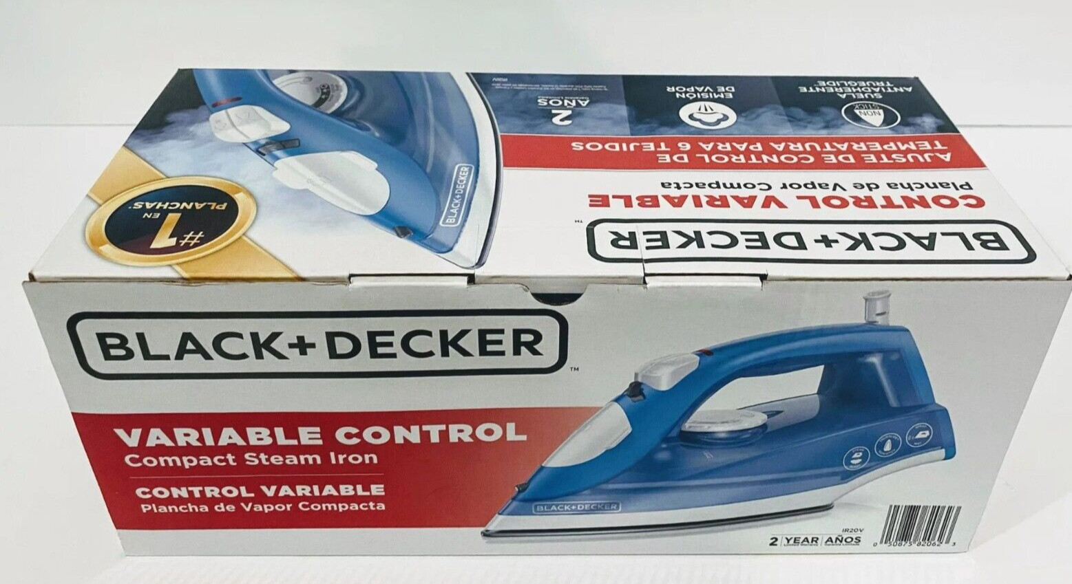 BLACK+DECKER IR20V: Variable Control Compact Steam Iron - Blue & White gallery