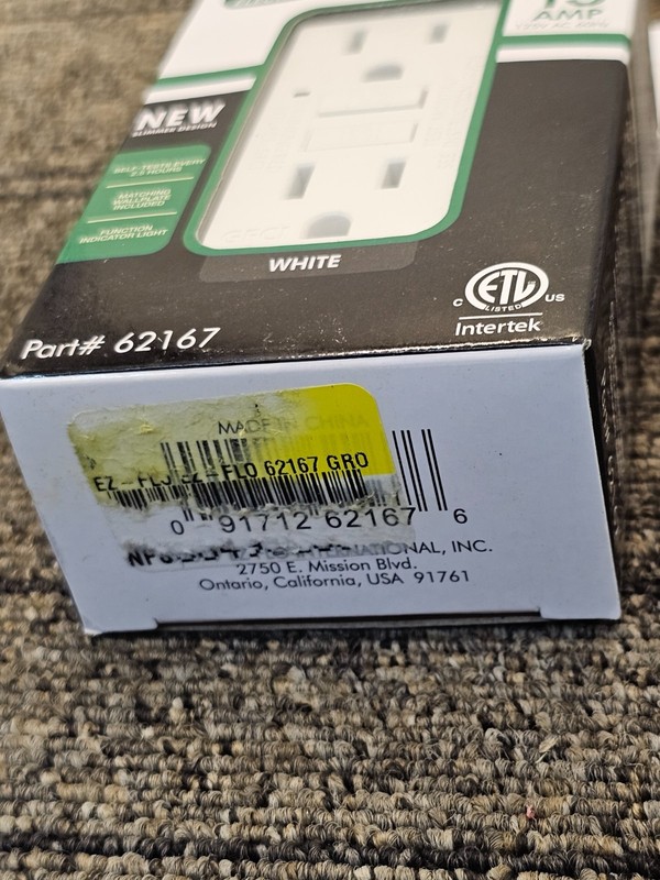(QTY 5) EZ Electrical 62167 Self Testing GFCI Outlet 15 AMP White 125V AC 60Hz gallery