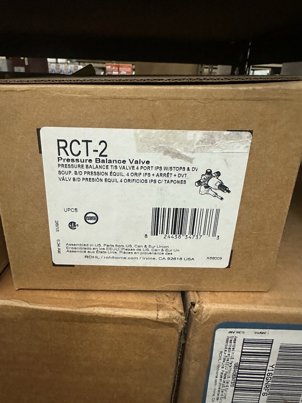 Rohl RCT-2 1/2" Brass rough in valve with diverter gallery