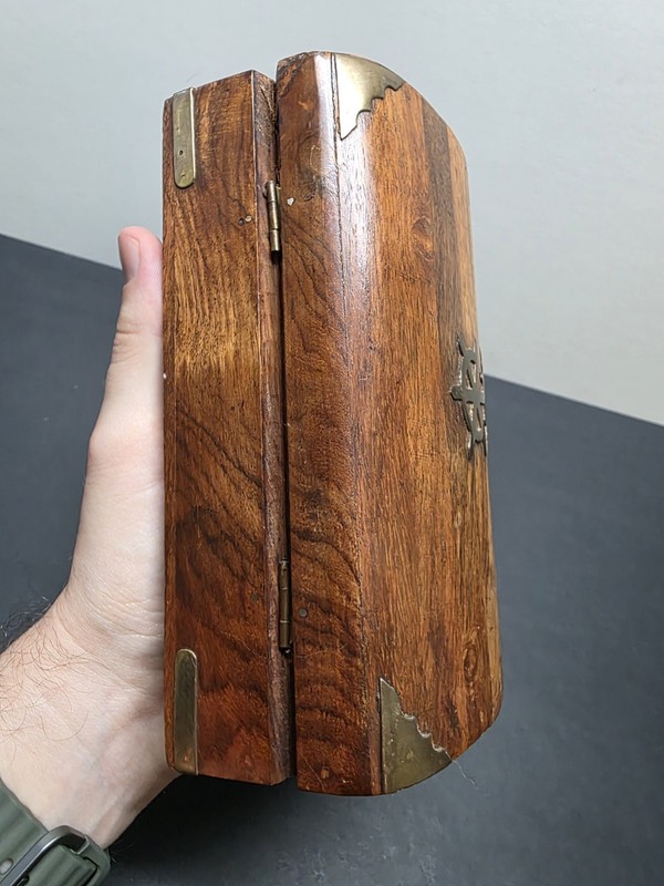 Solid Nautical Wood Box with Brass Trim Tabletop Desk Keys Change Trinkets gallery