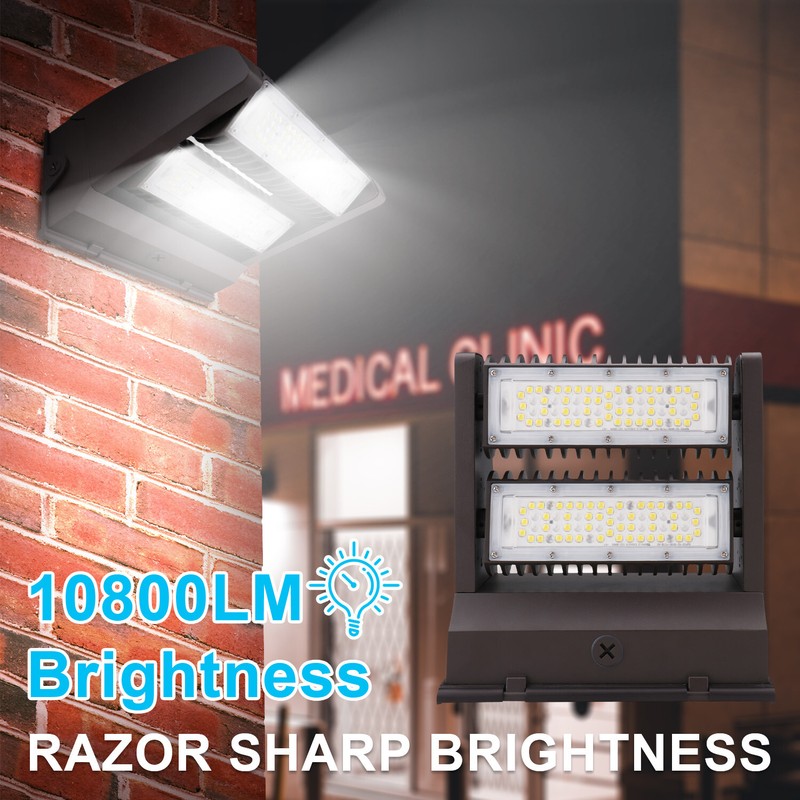 80W Rotatable LED Wall Pack light Adjustable IP65 Area Light Fixture 5000K gallery