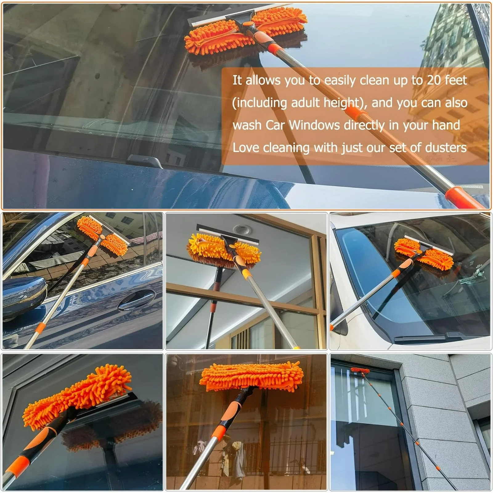 15Ft High Reach Extentable Dusting Kit Window Cleaning Ceiling Cobweb Microfiber gallery