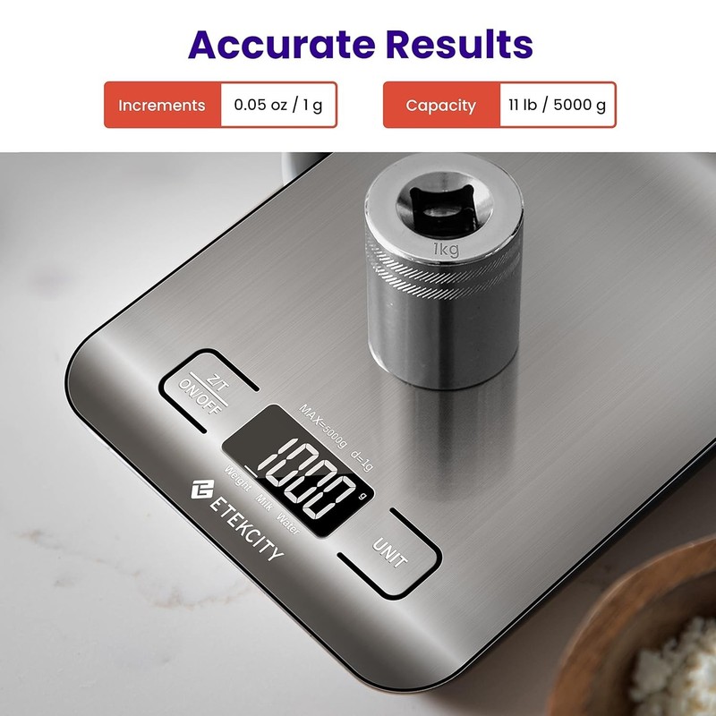 Etekcity Digital Kitchen Scale Stainless Steel LCD Grams Ounces gallery