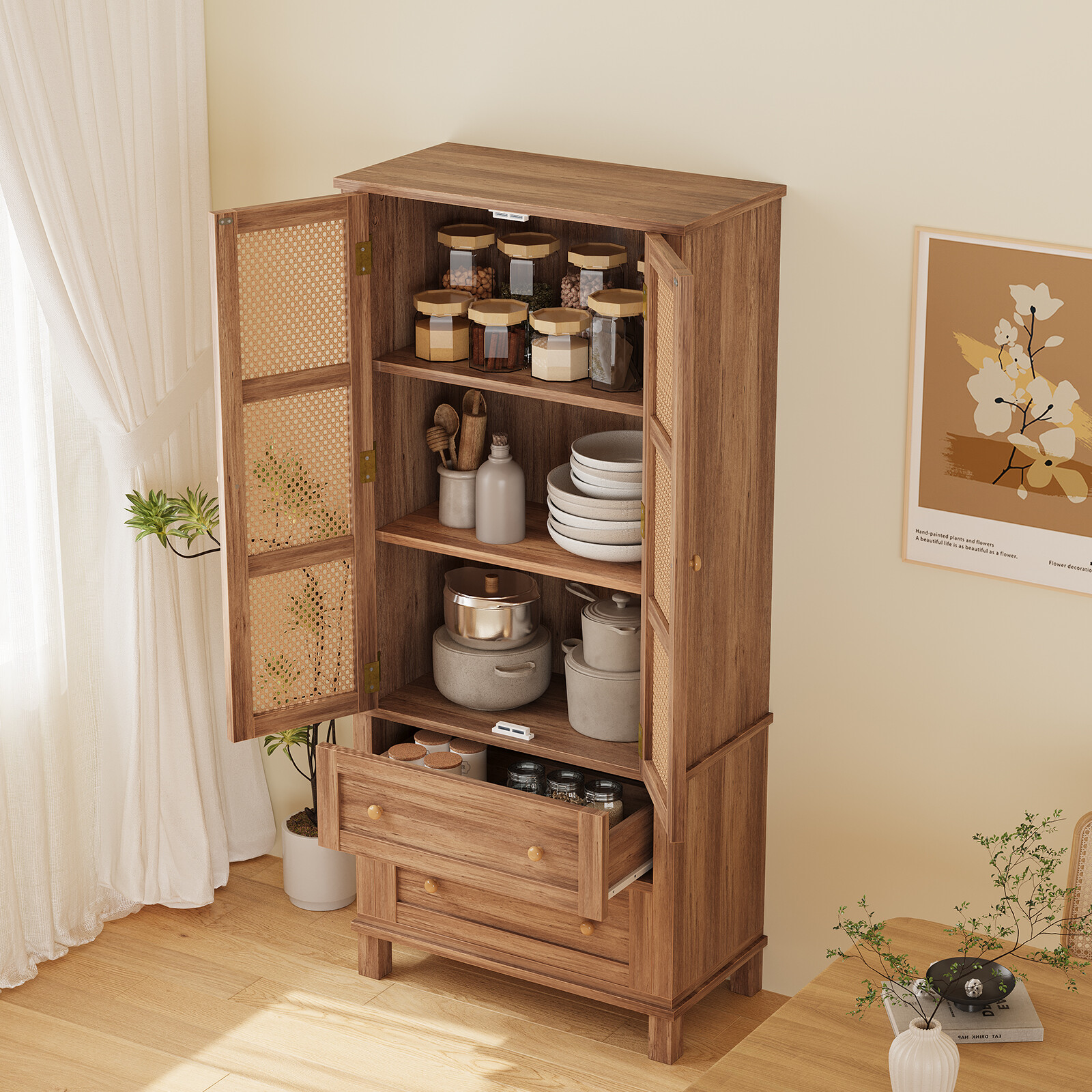 72" Height Kitchen Pantry Storage Cabinet with Drawer & Adjustable Shelves gallery